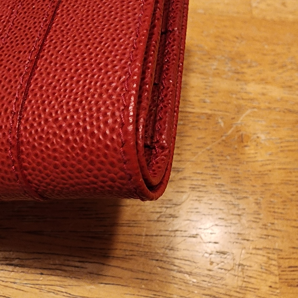 Celine Red Leather Triomphe Compact Wallet with Gold Hardware - Picture 8 of 16